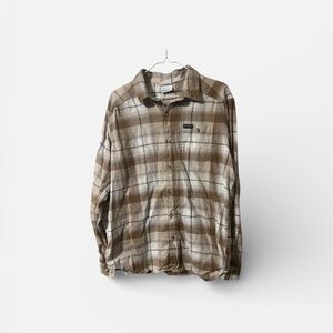 Columbia Brown Plaid Casual Button Down Shirt